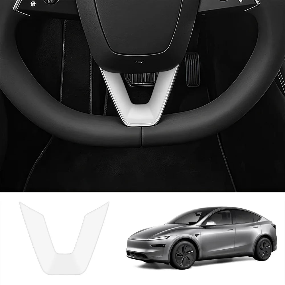 Premium ABS Steering Wheel Center & V-Shape Trim Upgrade Kit for Tesla Model Y and Model 3 - Enhance Your Car Interior Style and Design - Evooor