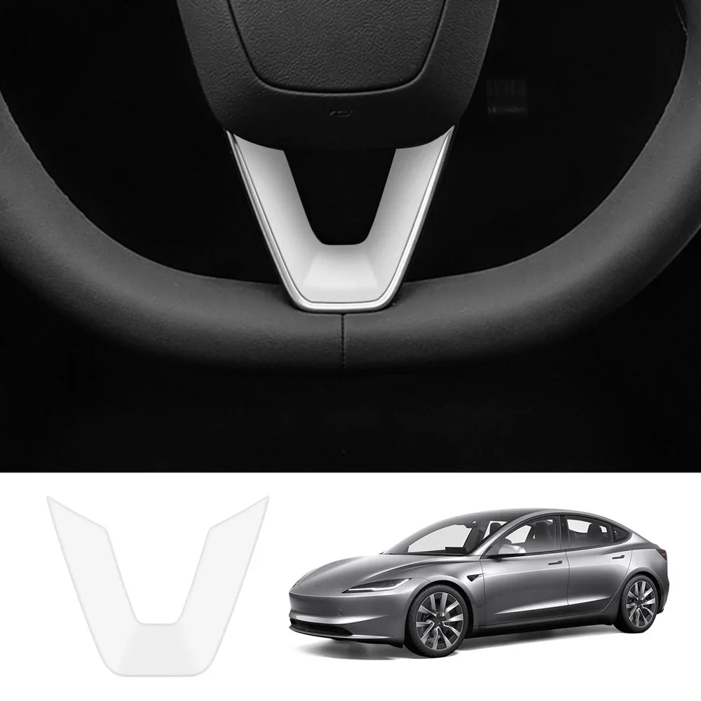 Premium ABS Steering Wheel Center & V-Shape Trim Upgrade Kit for Tesla Model Y and Model 3 - Enhance Your Car Interior Style and Design - Evooor