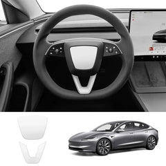 Premium ABS Steering Wheel Center & V-Shape Trim Upgrade Kit for Tesla Model Y and Model 3 - Enhance Your Car Interior Style and Design - Evooor