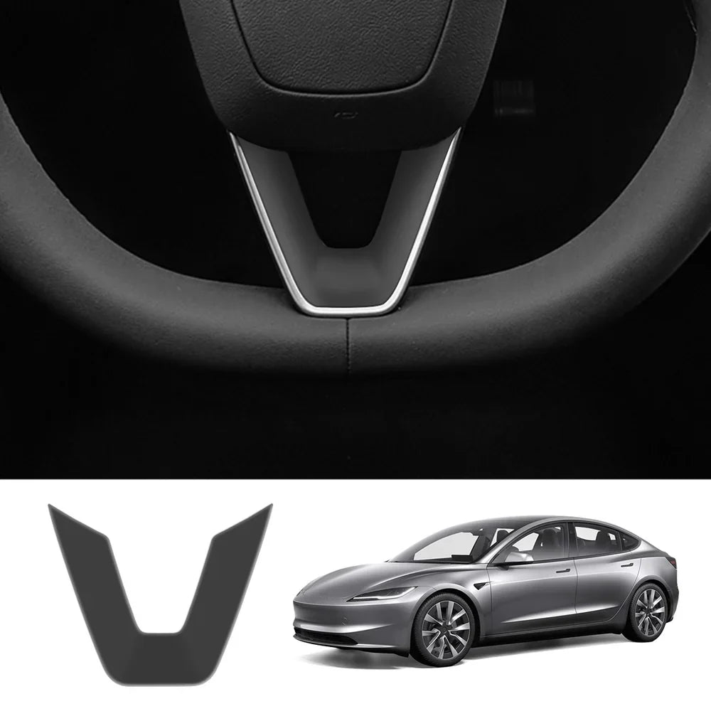 Premium ABS Steering Wheel Center & V-Shape Trim Upgrade Kit for Tesla Model Y and Model 3 - Enhance Your Car Interior Style and Design - Evooor