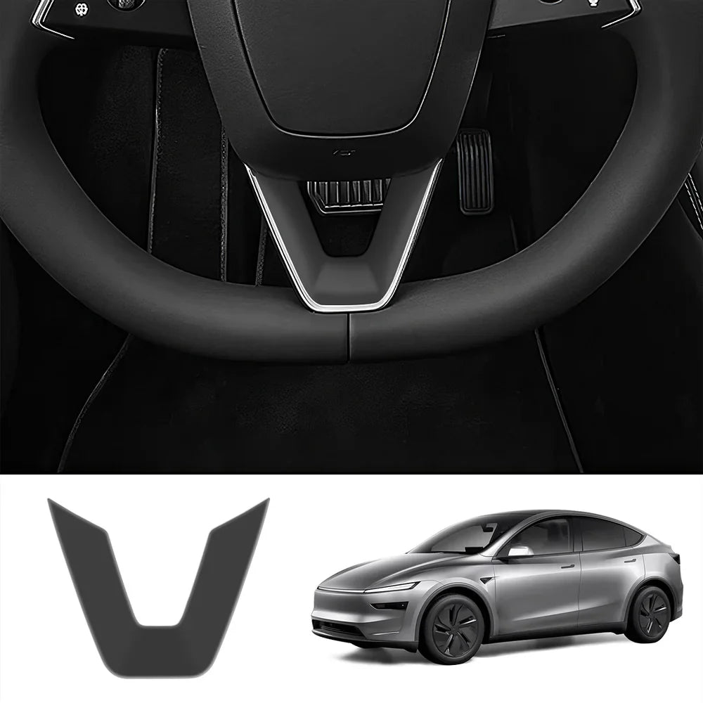 Premium ABS Steering Wheel Center & V-Shape Trim Upgrade Kit for Tesla Model Y and Model 3 - Enhance Your Car Interior Style and Design - Evooor