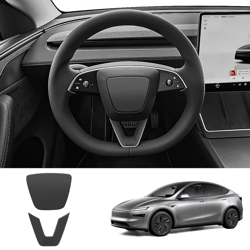 Premium ABS Steering Wheel Center & V-Shape Trim Upgrade Kit for Tesla Model Y and Model 3 - Enhance Your Car Interior Style and Design - Evooor