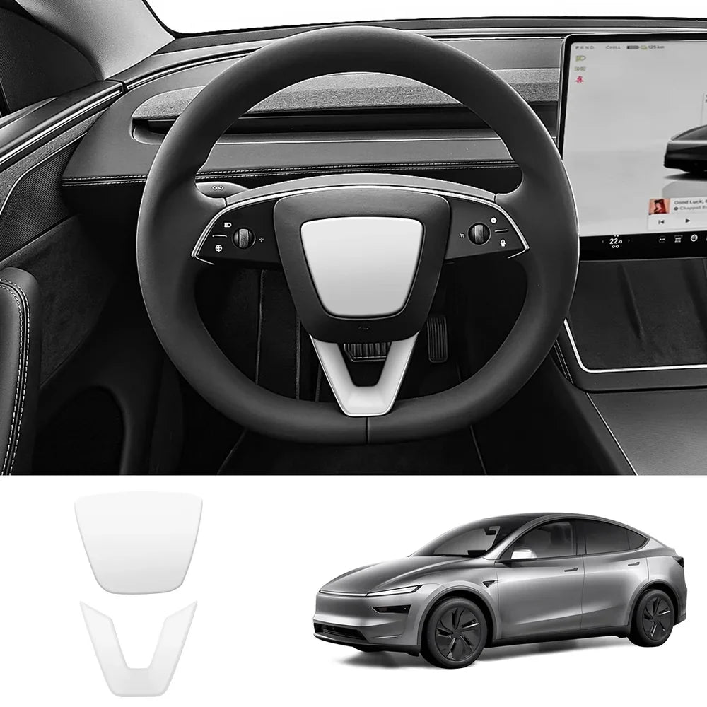 Premium ABS Steering Wheel Center & V-Shape Trim Upgrade Kit for Tesla Model Y and Model 3 - Enhance Your Car Interior Style and Design - Evooor