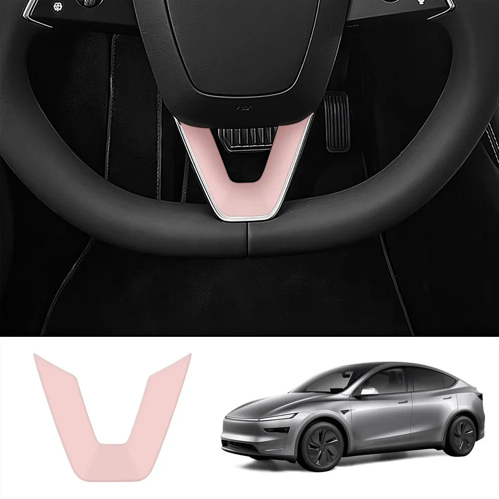 Premium ABS Steering Wheel Center & V-Shape Trim Upgrade Kit for Tesla Model Y and Model 3 - Enhance Your Car Interior Style and Design - Evooor