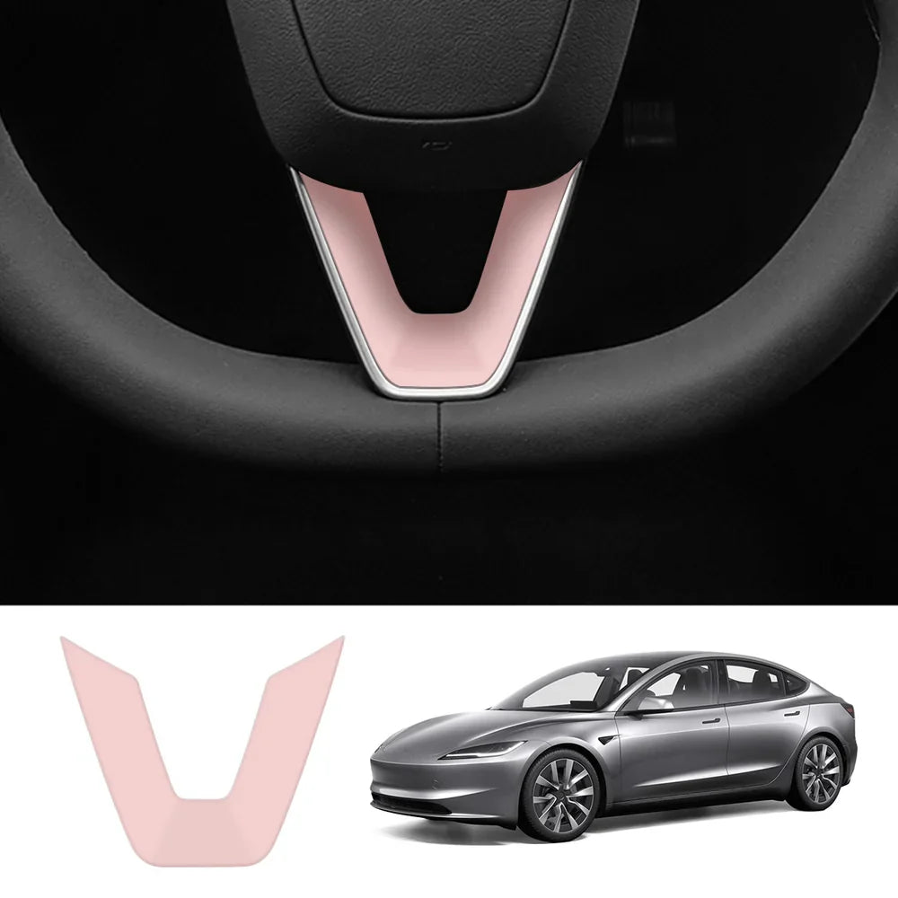 Premium ABS Steering Wheel Center & V-Shape Trim Upgrade Kit for Tesla Model Y and Model 3 - Enhance Your Car Interior Style and Design - Evooor