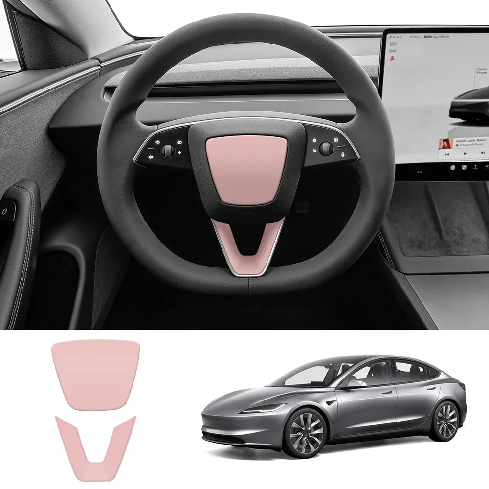 Premium ABS Steering Wheel Center & V-Shape Trim Upgrade Kit for Tesla Model Y and Model 3 - Enhance Your Car Interior Style and Design - Evooor