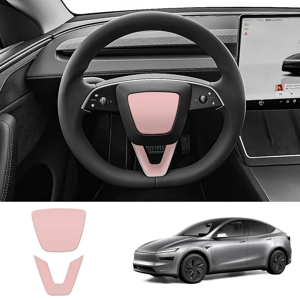 Premium ABS Steering Wheel Center & V-Shape Trim Upgrade Kit for Tesla Model Y and Model 3 - Enhance Your Car Interior Style and Design - Evooor