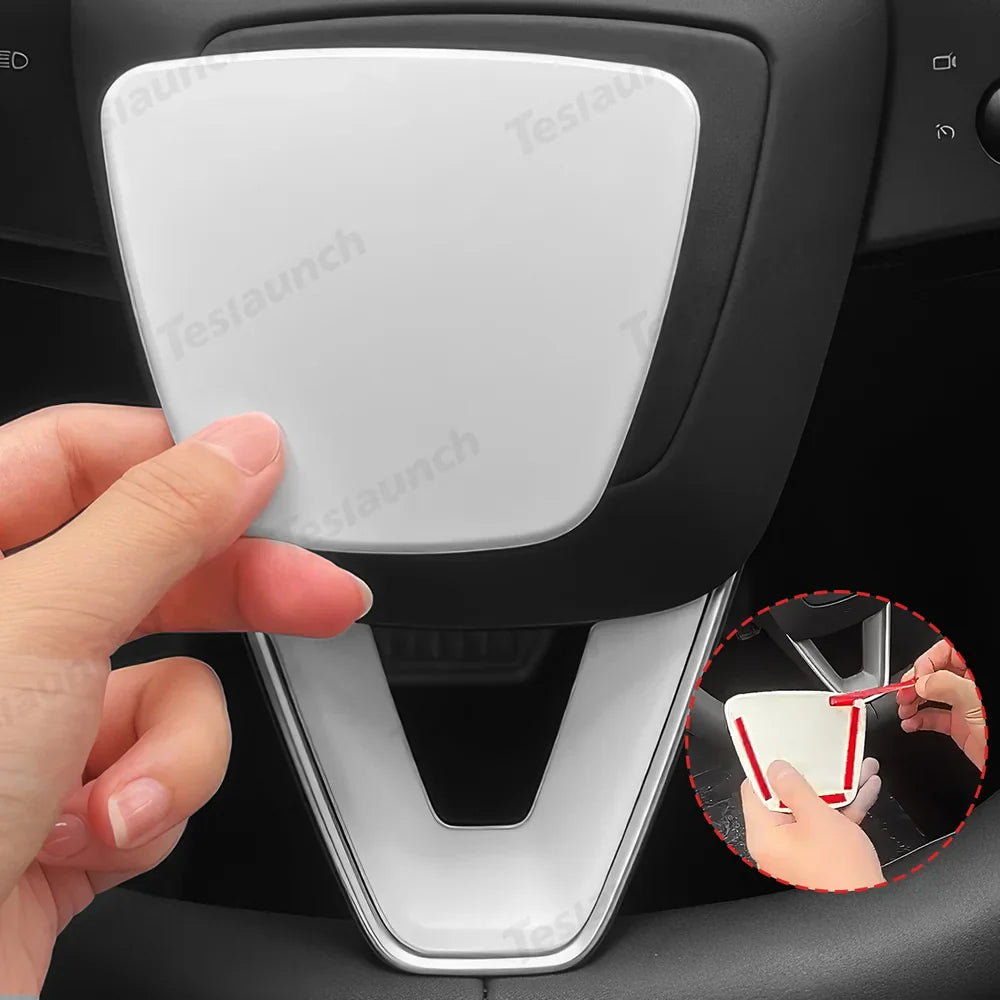 Premium ABS Steering Wheel Center & V-Shape Trim Upgrade Kit for Tesla Model Y and Model 3 - Enhance Your Car Interior Style and Design - Evooor