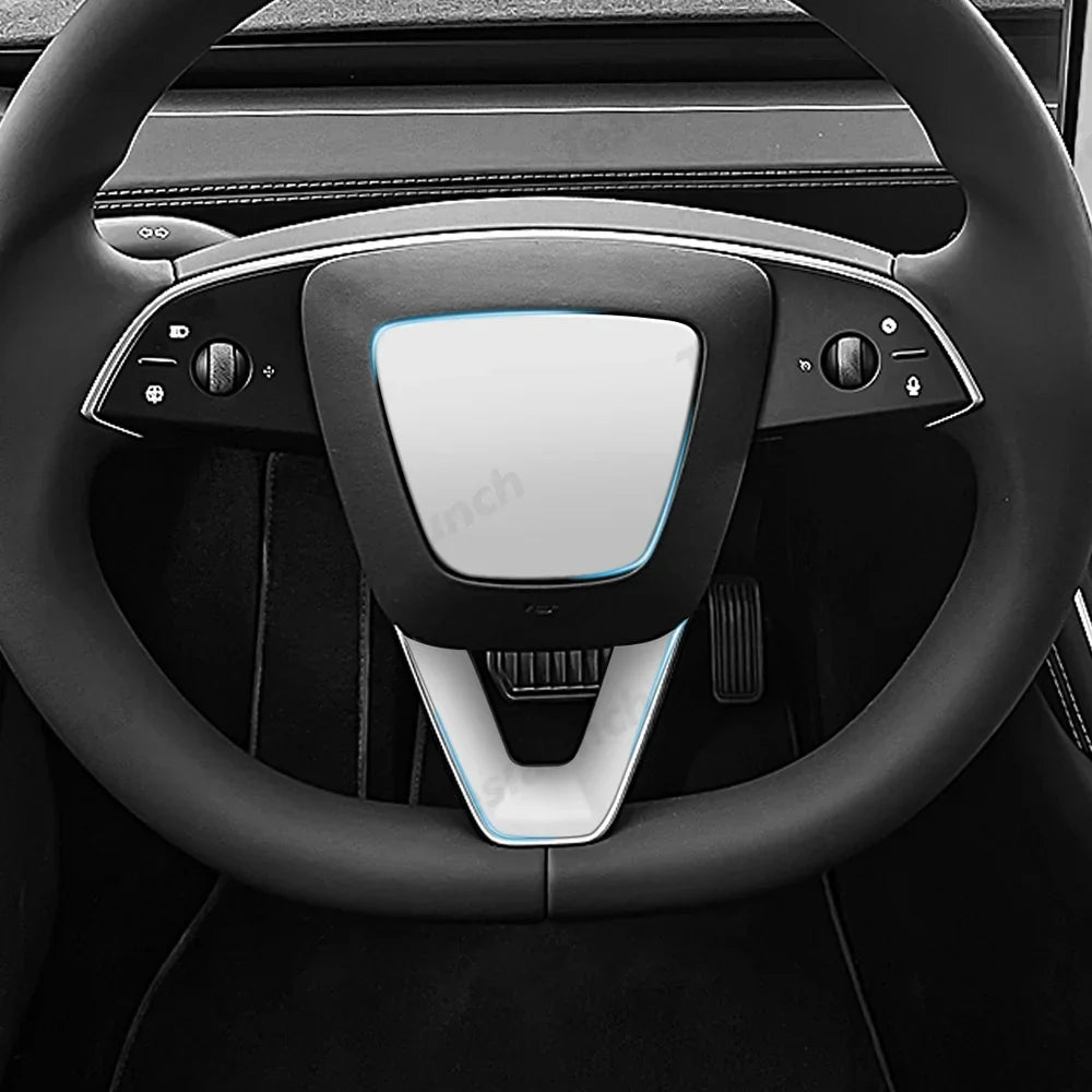 Premium ABS Steering Wheel Center & V-Shape Trim Upgrade Kit for Tesla Model Y and Model 3 - Enhance Your Car Interior Style and Design - Evooor