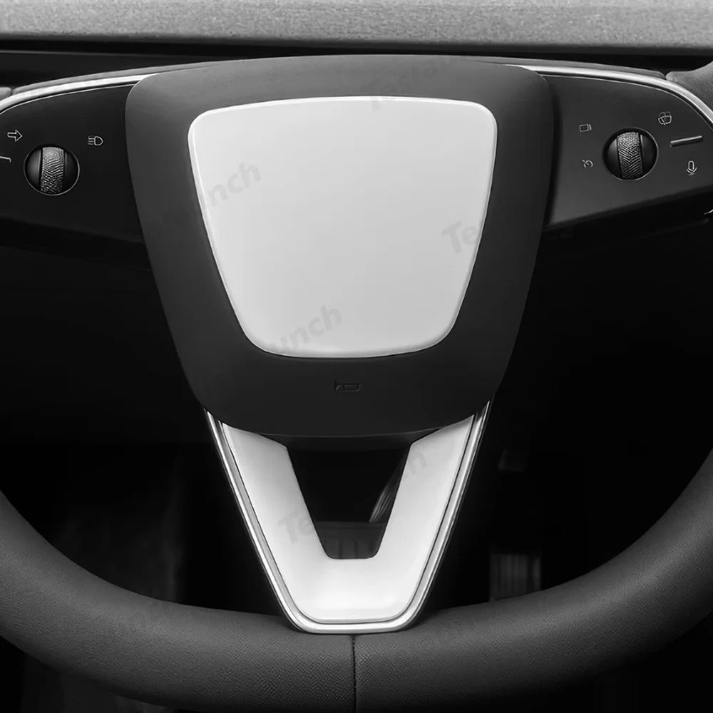 Premium ABS Steering Wheel Center & V-Shape Trim Upgrade Kit for Tesla Model Y and Model 3 - Enhance Your Car Interior Style and Design - Evooor