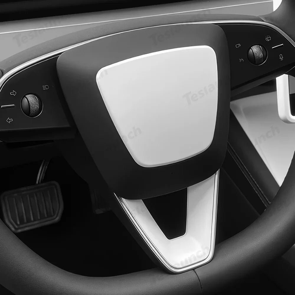 Premium ABS Steering Wheel Center & V-Shape Trim Upgrade Kit for Tesla Model Y and Model 3 - Enhance Your Car Interior Style and Design - Evooor