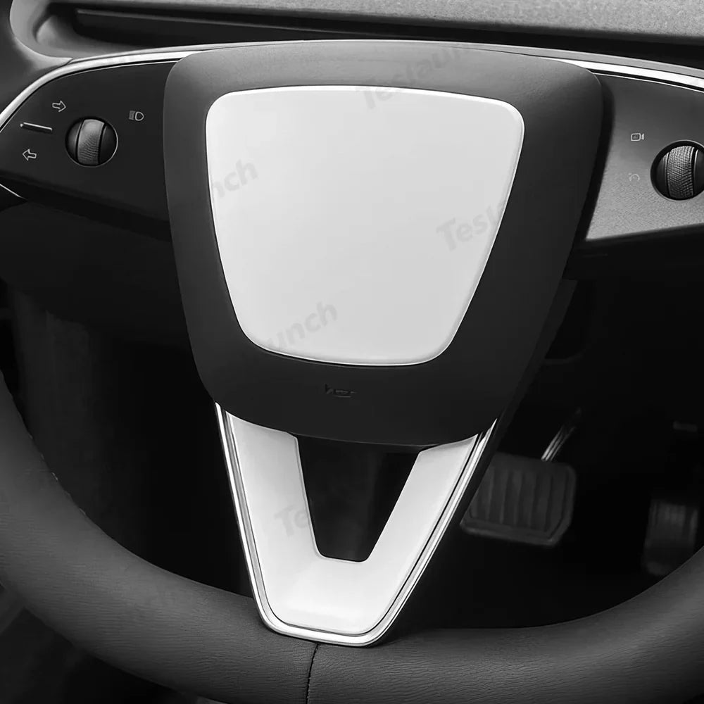 Premium ABS Steering Wheel Center & V-Shape Trim Upgrade Kit for Tesla Model Y and Model 3 - Enhance Your Car Interior Style and Design - Evooor