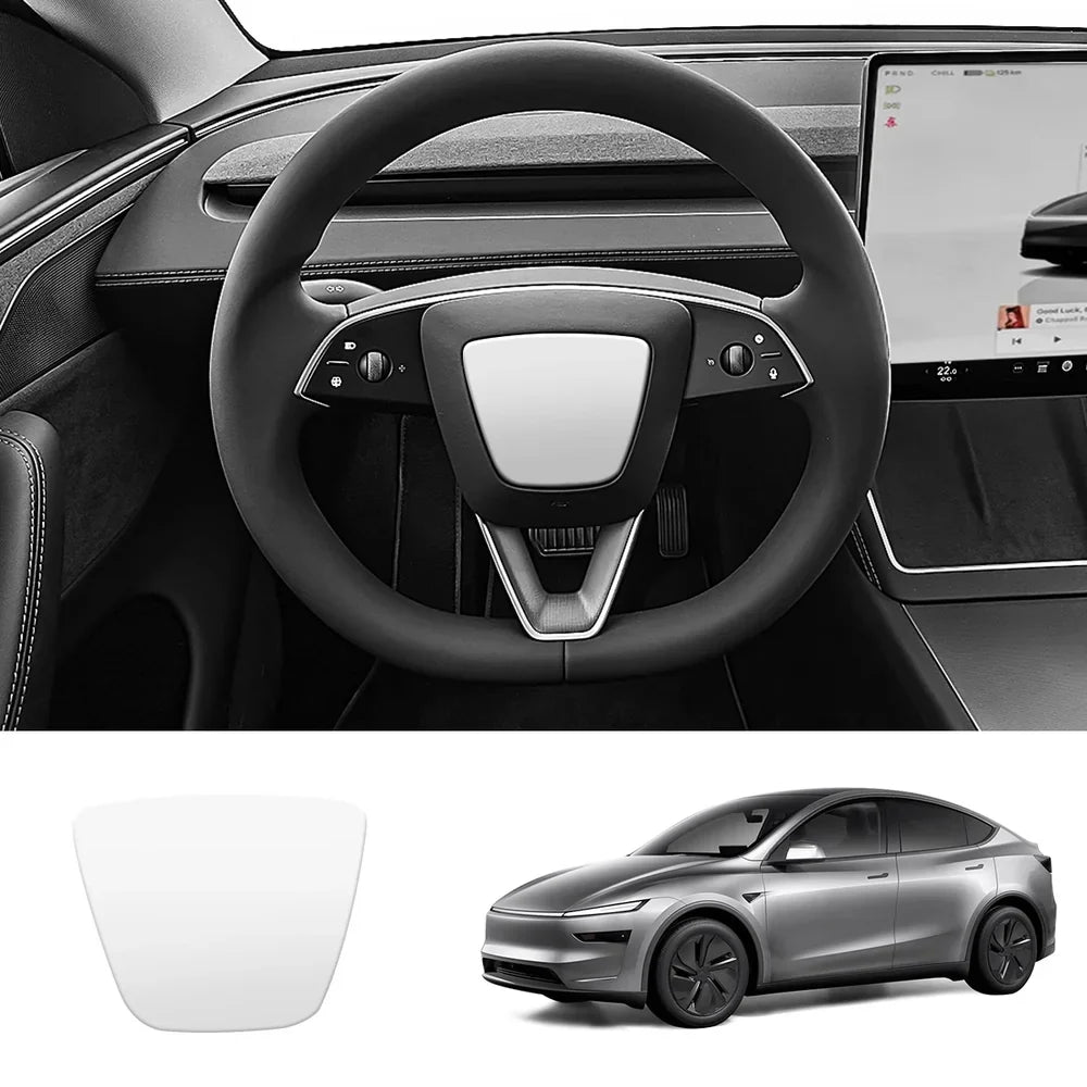 Premium ABS Steering Wheel Center & V-Shape Trim Upgrade Kit for Tesla Model Y and Model 3 - Enhance Your Car Interior Style and Design - Evooor