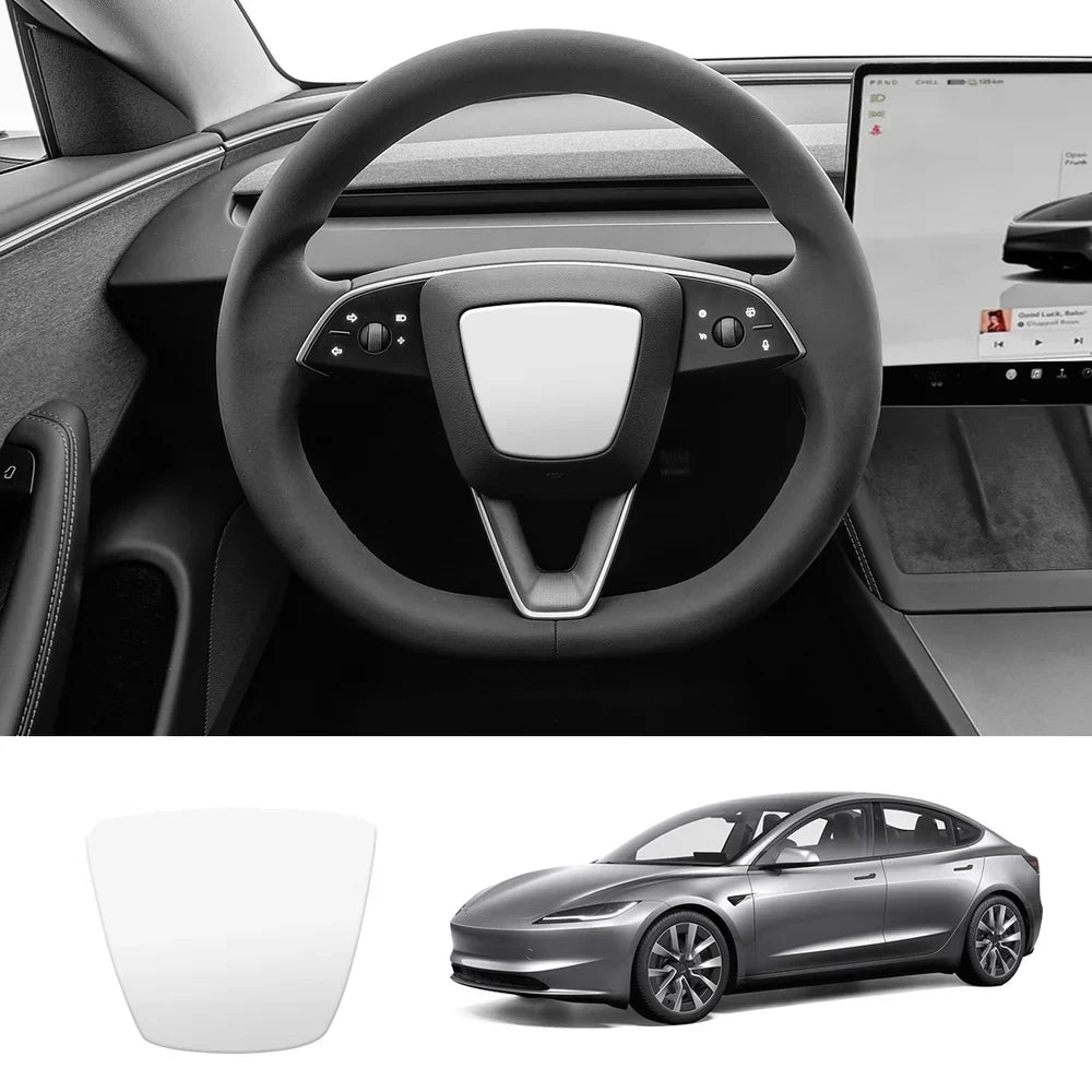 Premium ABS Steering Wheel Center & V-Shape Trim Upgrade Kit for Tesla Model Y and Model 3 - Enhance Your Car Interior Style and Design - Evooor