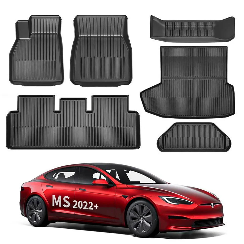 Juego de alfombrillas de piso y protectores de carga TPE para clima extremo Model S para Tesla (2022+)