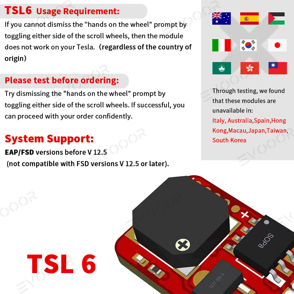 Tesla Autopilot Anti-Nag Module Nag Elimination TSL6 Upgraded Version for Model 3(2019-2023) Model Y (2020-2025) - Evooor