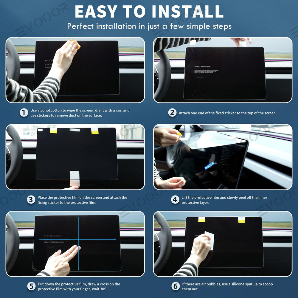 2024 Model 3 Highland Tempered Glass(9H) Screen Protector For Tesla Dashboard Screen & Second Row Seat Screen Set (2PCS) - Evooor