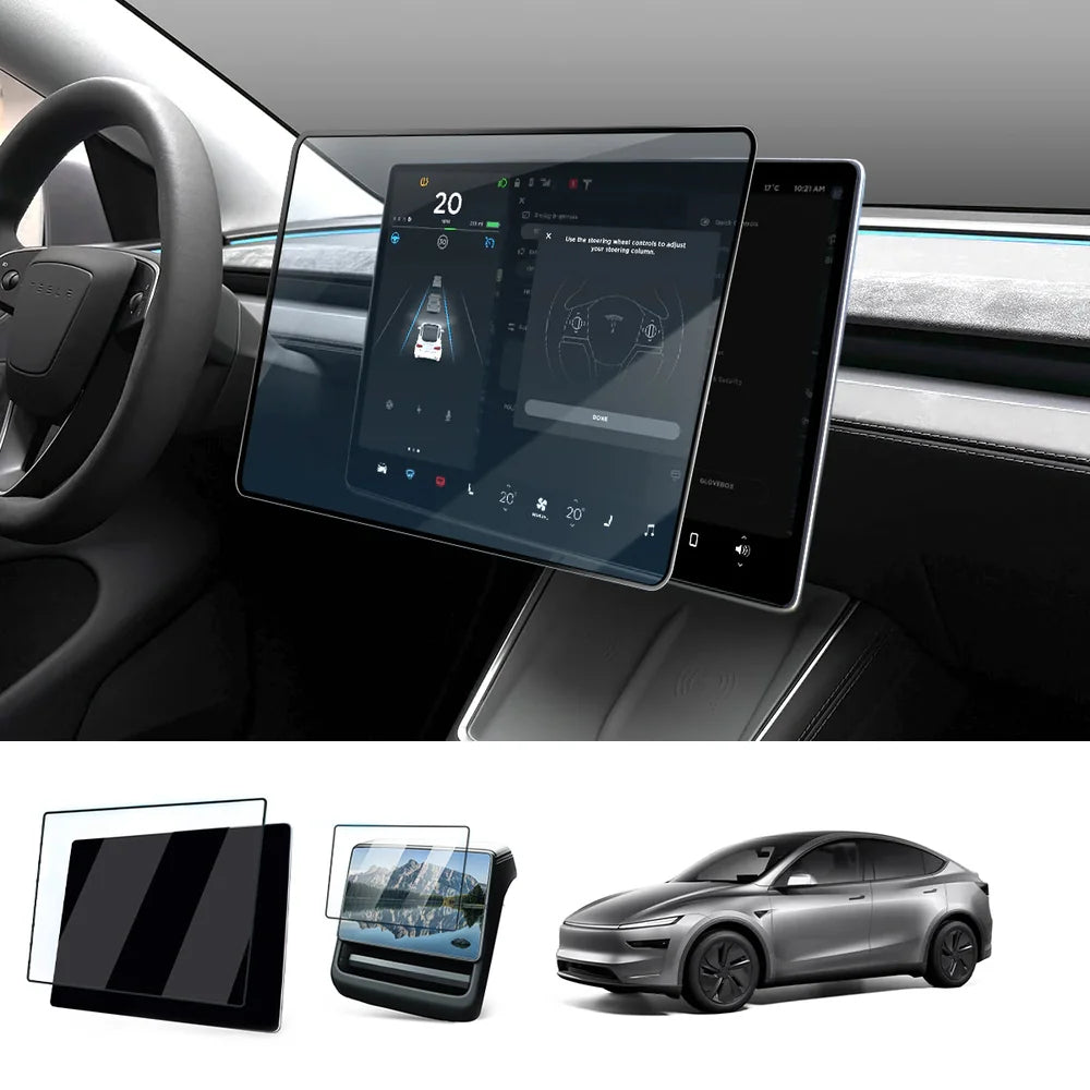 Protector de pantalla de vidrio templado 9H de 16" para la parte delantera y trasera del Tesla Model Y Juniper 2026+
