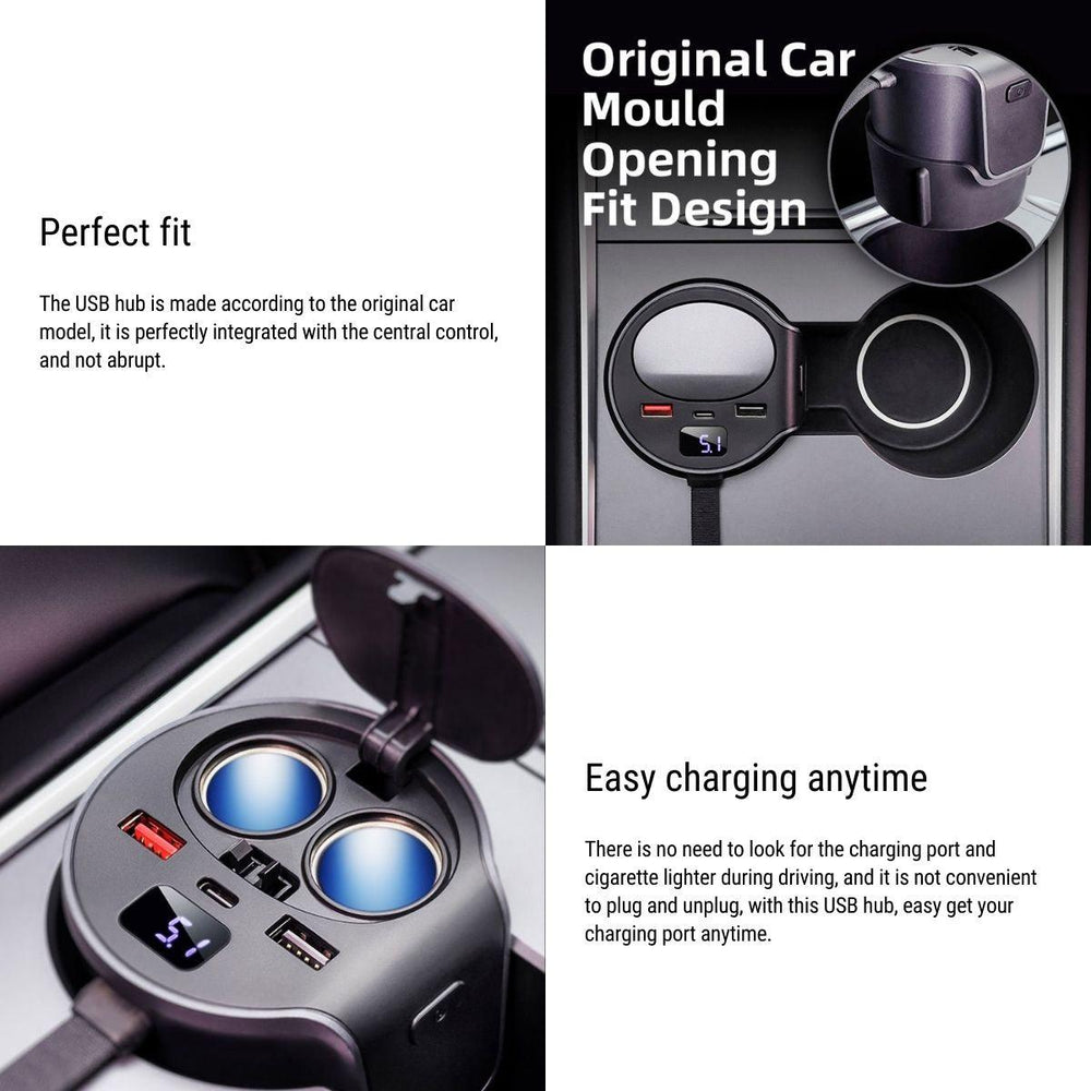 Model 3/Y Cigarette Lighter hub adapter for Tesla(2021-2023) - Evooor