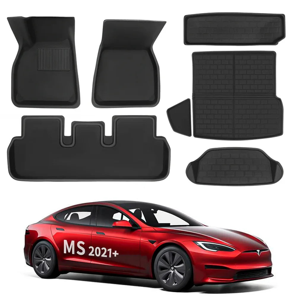 Tesla All Weather XPE Interior Floor Mats Cargo Liners Set for 2021+ Model S