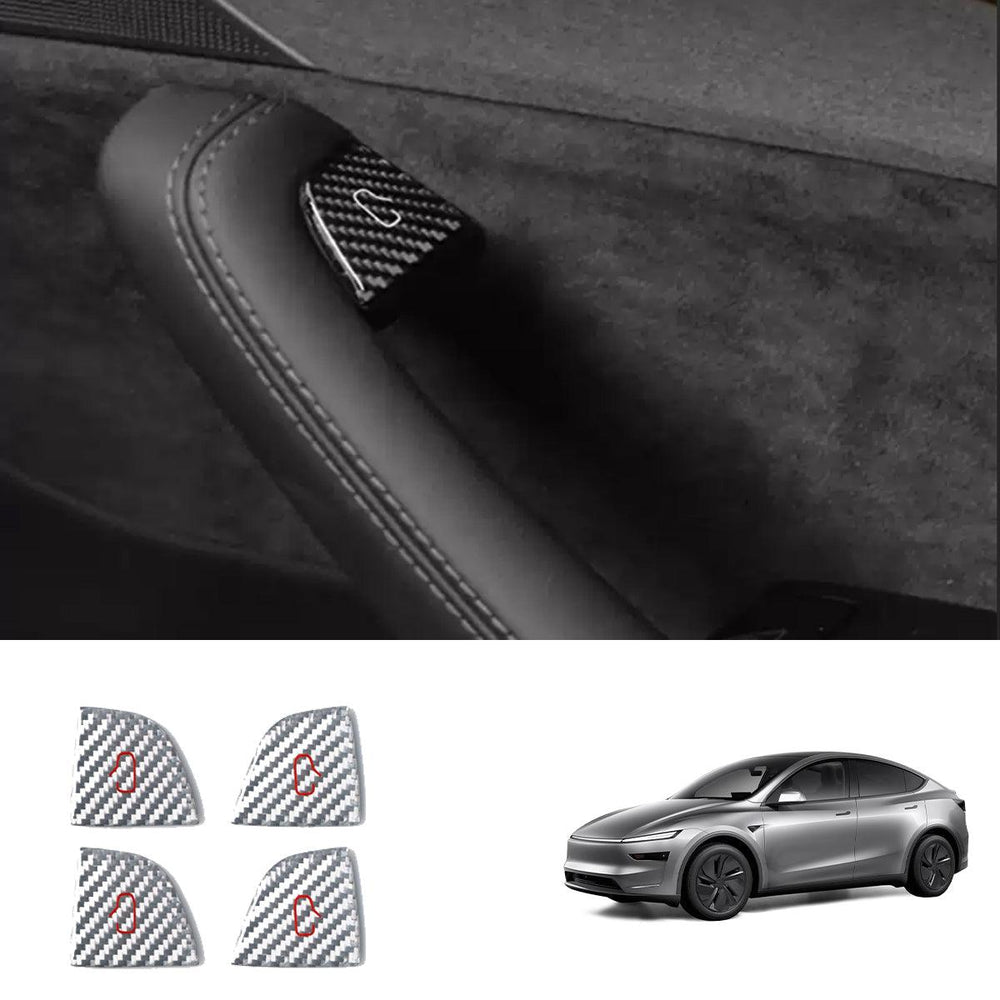 Premium Carbon Fiber Window Switch Button Cover Decals Set for Tesla Model 3 & Model Y - Pack of 4 - Evooor
