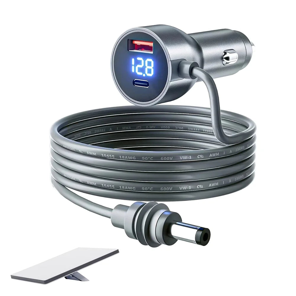 Automobile Power Adapter with Voltage Monitor for Starlink Mini - Plug-in Car Charger with Digital Display - Evooor