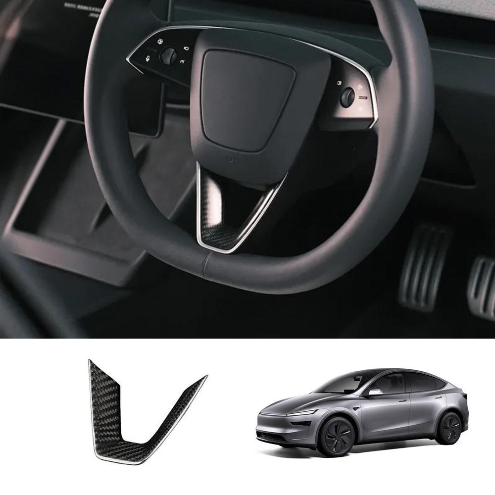 [Real Carbon Fiber] Steering Wheel V-Cover for Tesla Model Y Juniper 2025+ - Evooor
