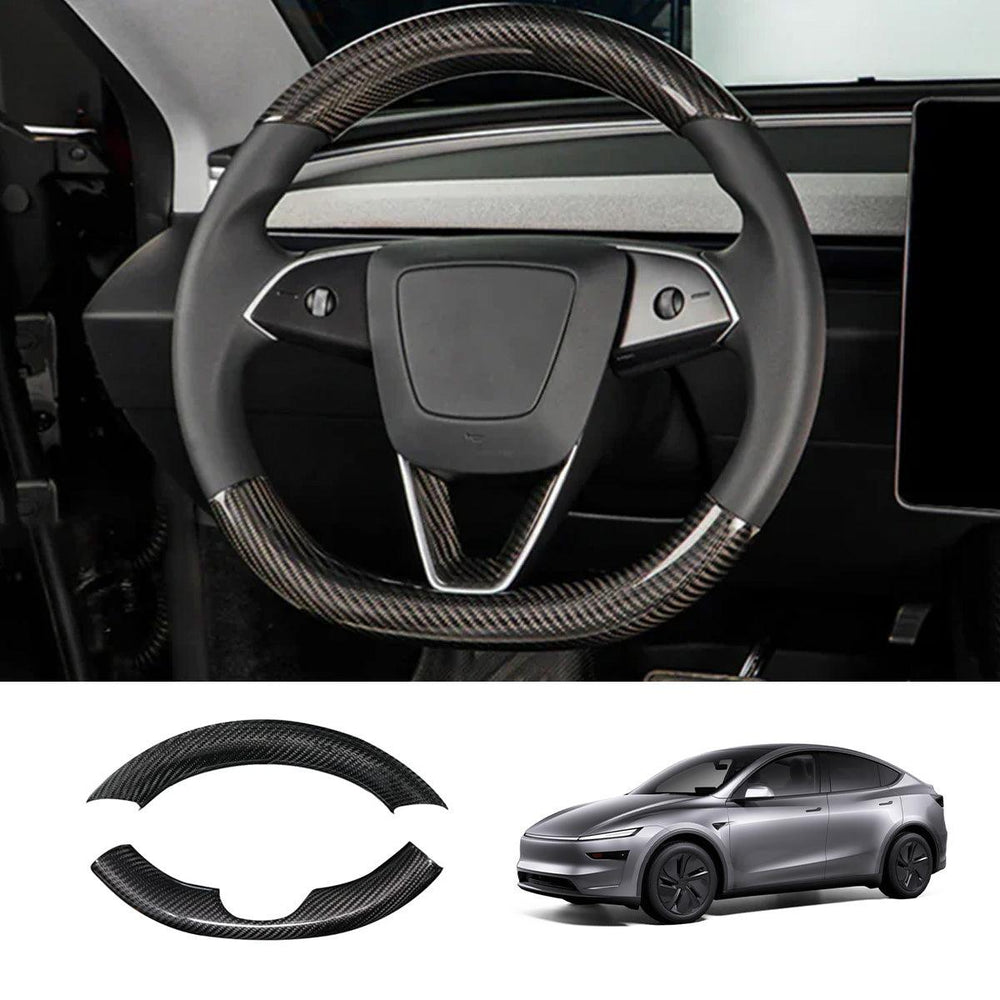 [Real Carbon Fiber] Steering Wheel Caps Cover for Tesla Model Y Juniper 2025+ - Evooor