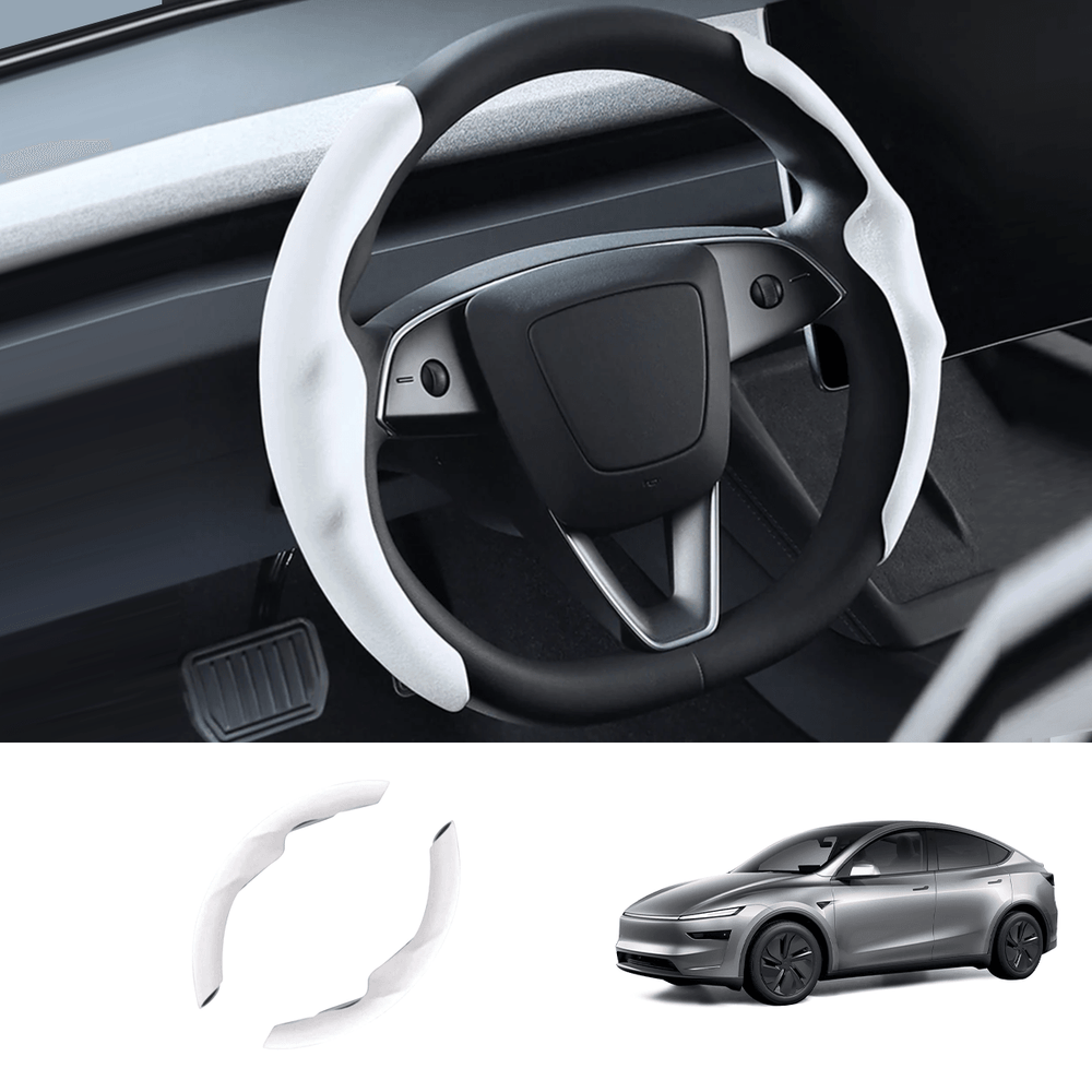 Anti-Slip Suede Steering Wheel Cover for Tesla Model Y Juniper 2025+ - Evooor