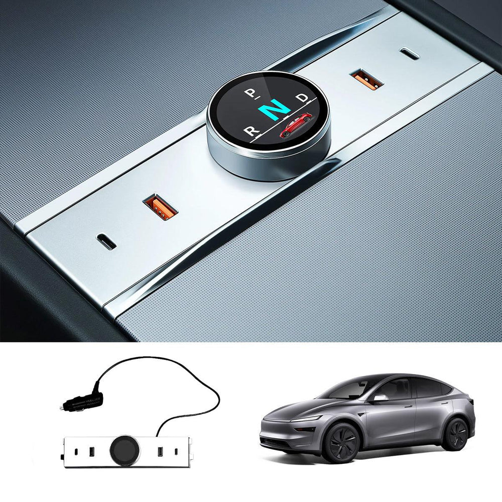 Smart Rotating Gear Shift Dock USB Hub for Tesla Model Y Juniper 2025+ - Evooor