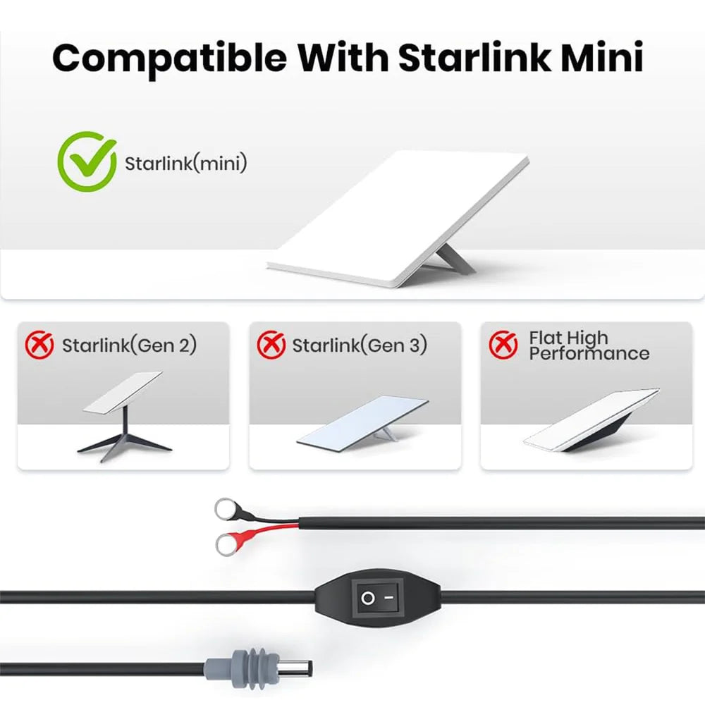 10ft O-Ring DC Charging Cable for Starlink Mini with Switch - Compatible with 3M Length - High-Quality CB8 Connector - Evooor