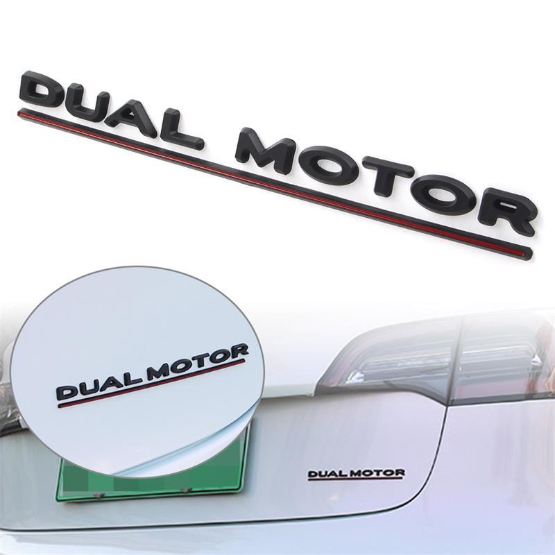 Model 3/Y/X/S Dual Motor' Decal Rear Trunk Wrap Emblem For Tesla(2012-2023) - Evooor
