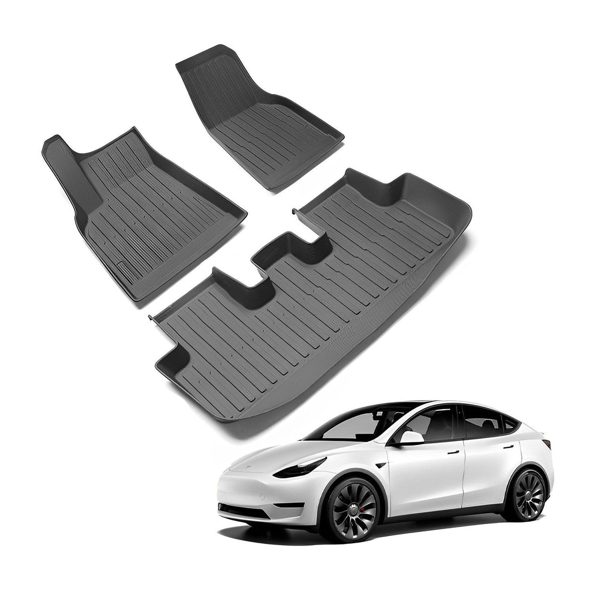 Tesla <tc>Model</tc> Y Allwetter-Fußmatten, komplettes Set, Kofferraummatte, Cargo-Matte, Frunk Cargo Liner (2020–2023)