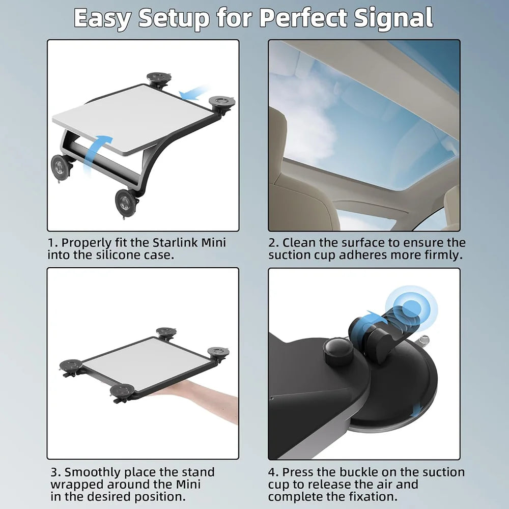 Protective Silicone Case with Suction Cup Mount for Starlink Mini - All-in-One Solution for Securely Mounting Your Device - Evooor