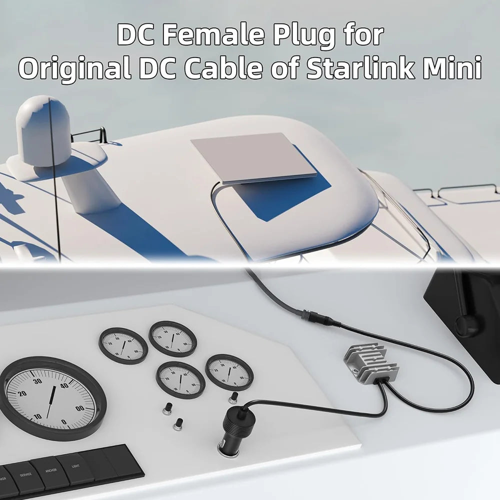 High-Quality Car Charger with Female Plug for Starlink Mini - 10-28V to 30V DC Power Adapter - Evooor