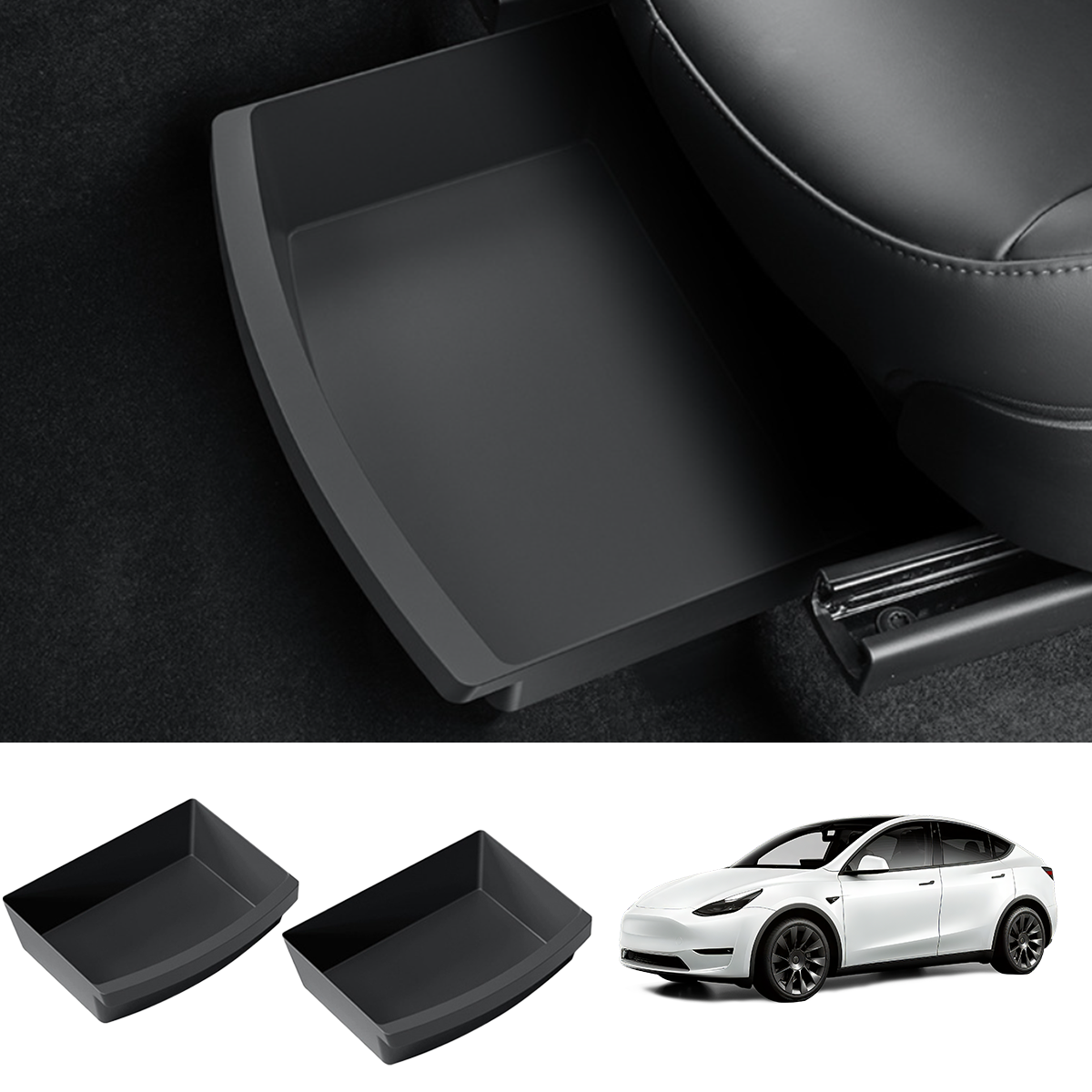 Underseat Organizer for Tesla Model Y 2021+: Premium Storage Solution for Front Row - Evooor