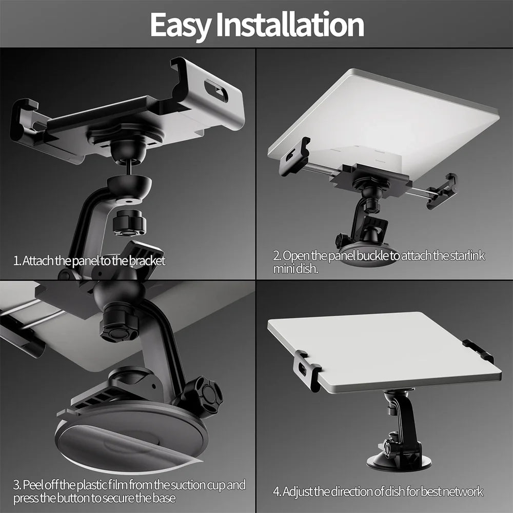 Adjustable Suction Cup Mount with 360-Degree Rotation for Starlink Mini Internet Receiver - Evooor