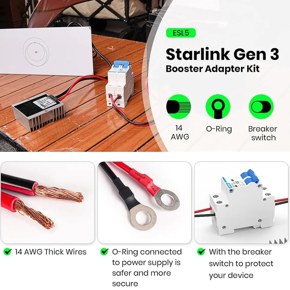High Quality 12V/24V Car Power Converter for Starlink Gen 3 - Reliable Charging Solution - Evooor