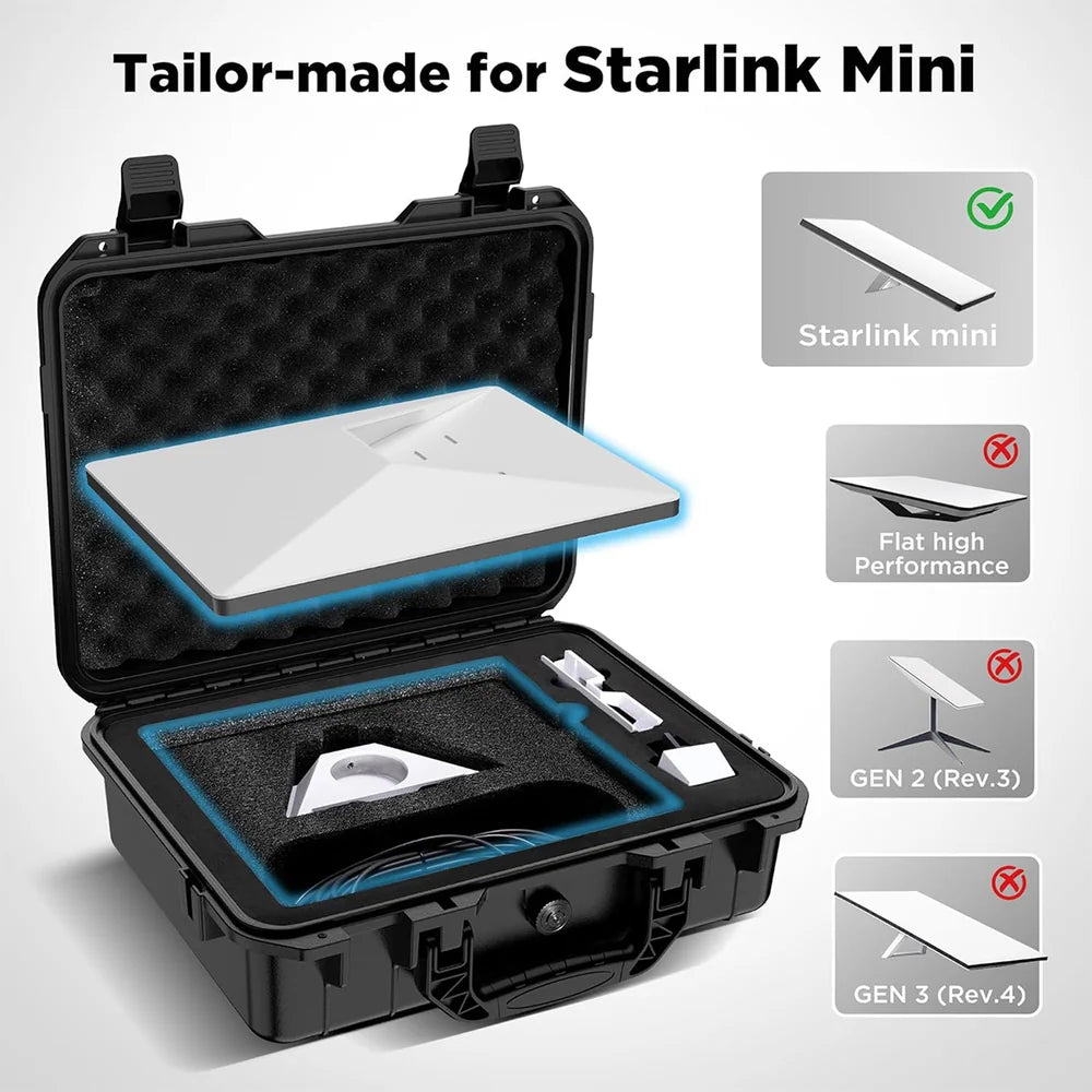 Waterproof Hard Carrying Case for Starlink Mini Kit and Accessories