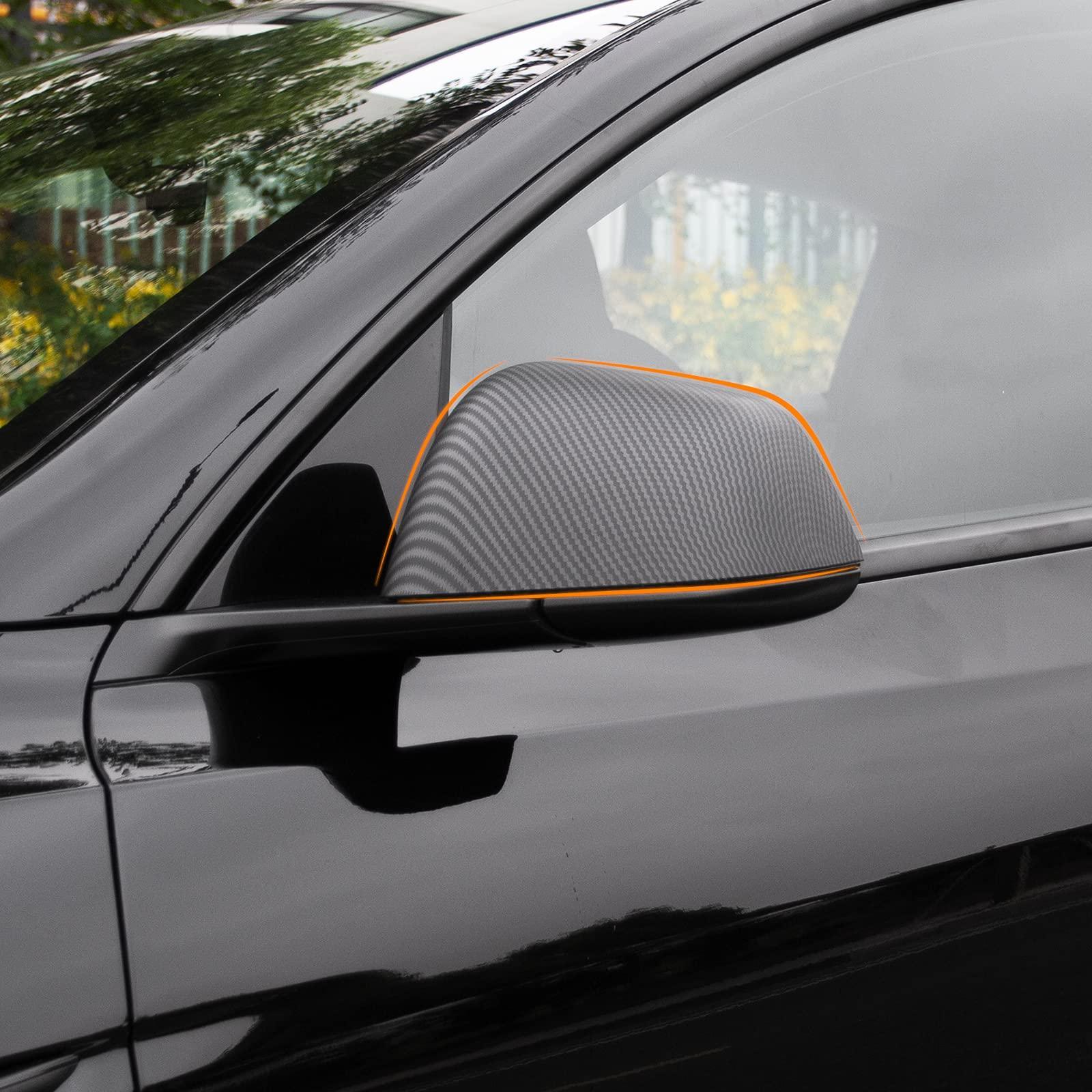 Tesla Model Y Side Door Mirror Cover (Carbon Fiber Pattern ABS) (1 pair) (2020-2023) - Evooor