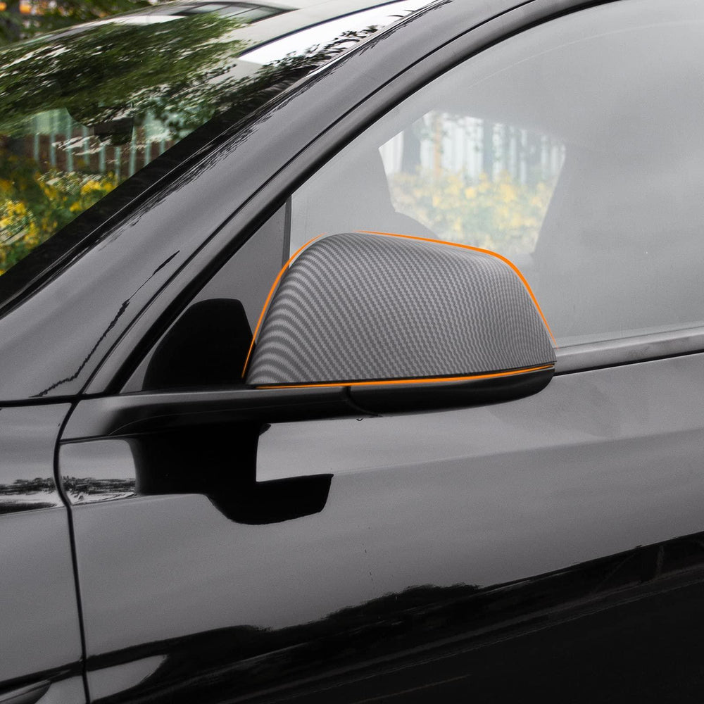 Tesla Model Y Side Door Mirror Cover (Carbon Fiber Pattern ABS) (1 pair) (2020-2023) - Evooor