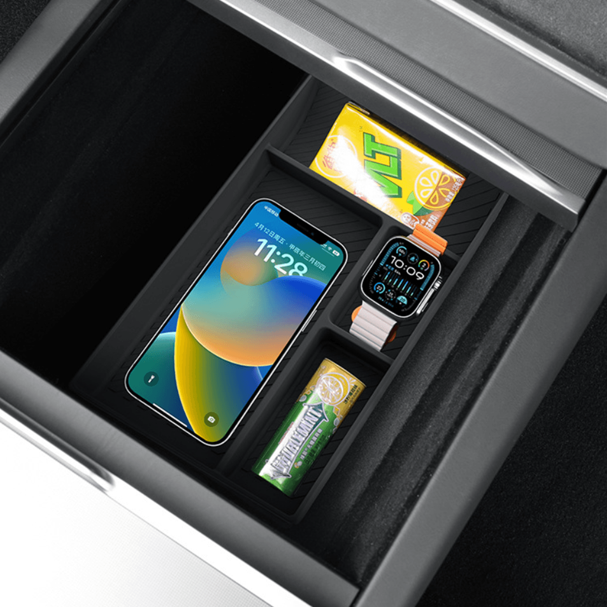 Silicone Center Console & Armrest Lower Storage Tray for Tesla Model Y Juniper 2025+ - Evooor