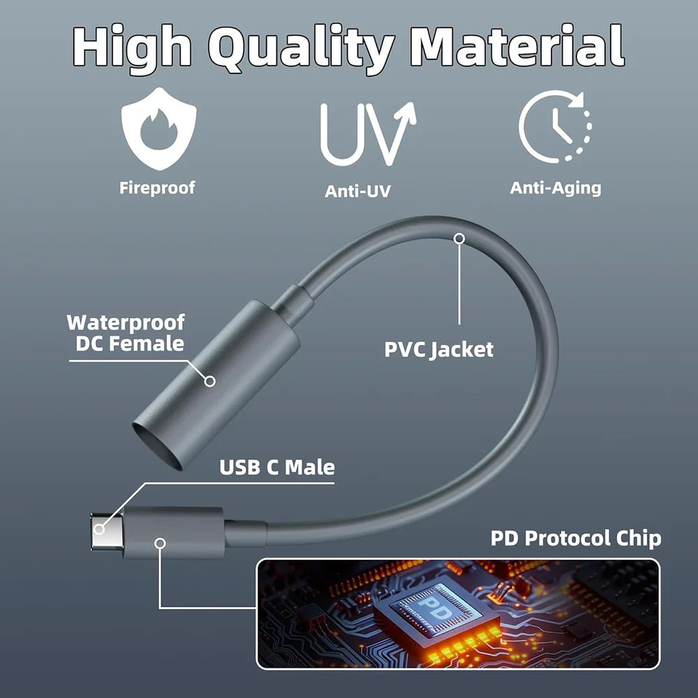 USB-C to DC Power Cable Adapter with Power Delivery (PD) Chip for Starlink Mini - Efficient Power Connectivity Solution - Evooor