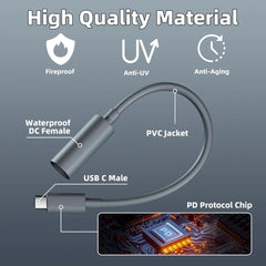 USB-C to DC Power Cable Adapter with Power Delivery (PD) Chip for Starlink Mini - Efficient Power Connectivity Solution - Evooor