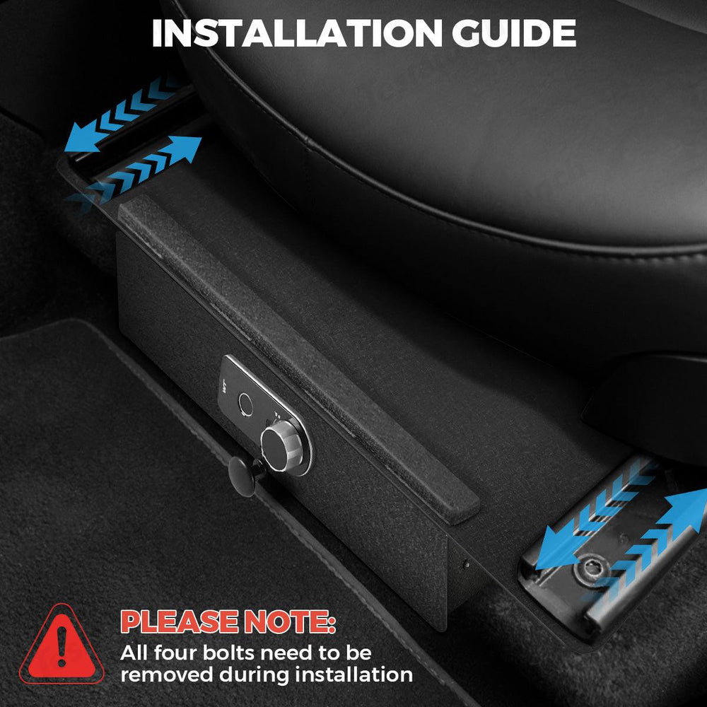 Front Under-Seat Fingerprint Anti-Theft Privacy Gunsafe Organizer Lockbox for Tesla Model Y(2020-2024) - Evooor