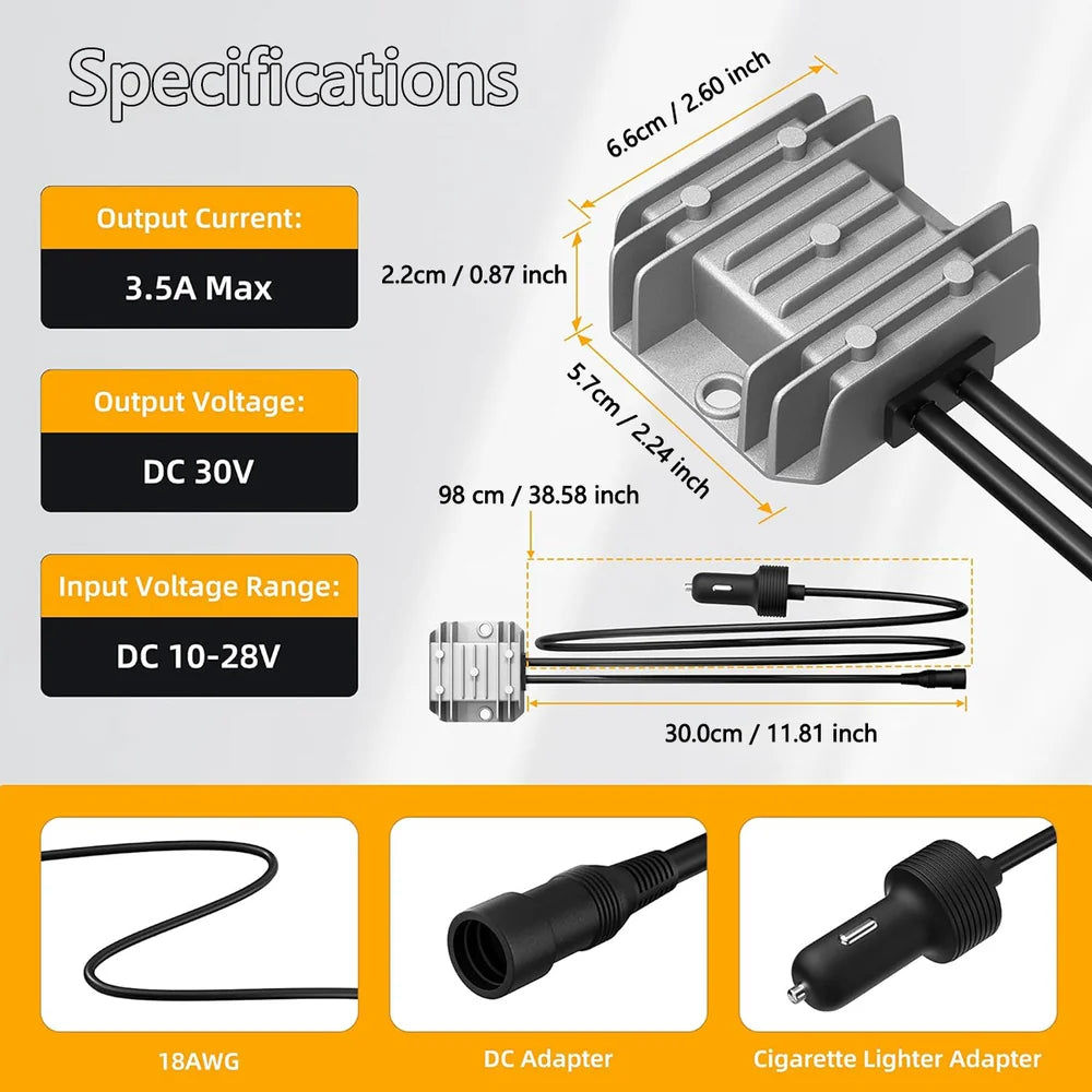 High-Quality Car Charger with Female Plug for Starlink Mini - 10-28V to 30V DC Power Adapter - Evooor