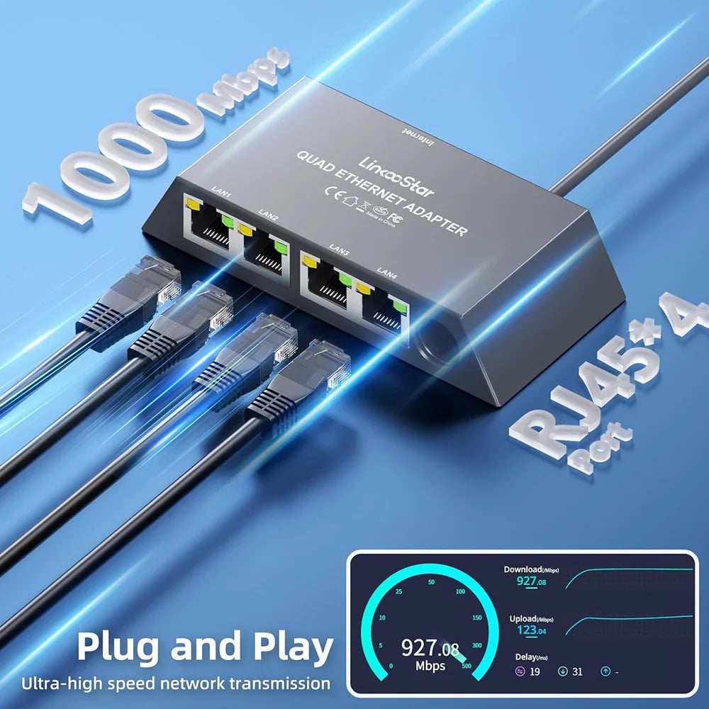 High-Speed 4-Port Ethernet Hub for Starlink Gen 3 and Mini - Multi-Device Connectivity Solution - Evooor