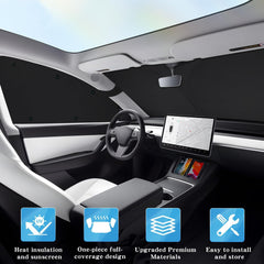Sun Visor Shade for Tesla Model Y Front Windshield and Side Windows - All-in-One Solution