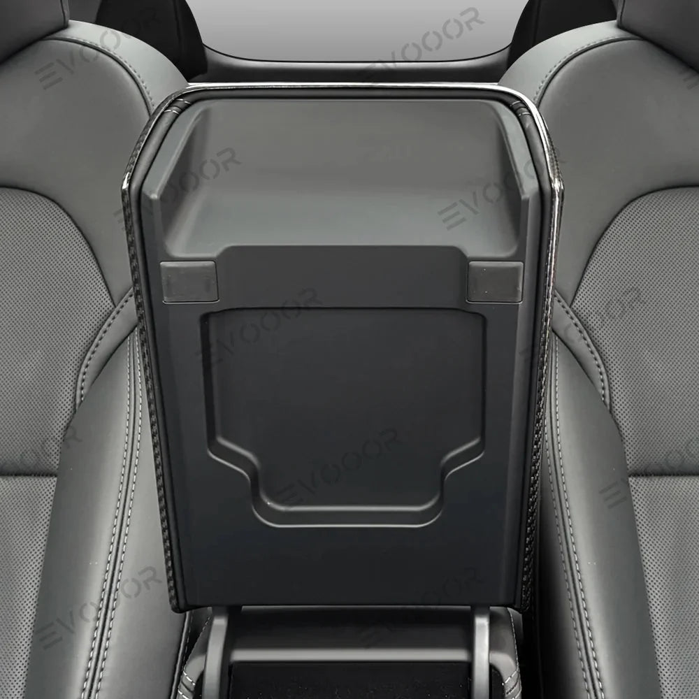 High-Quality Armrest Cover with Genuine Carbon Fiber for Tesla Model Y - Fits Juniper 2025+ Model Year
