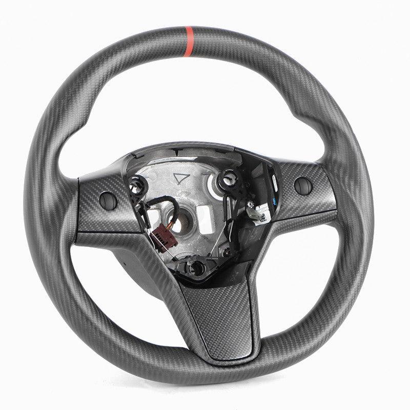 Luxury Full Carbon Fiber Steering Wheel Upgrade for Tesla Model 3 and Model Y - Evooor